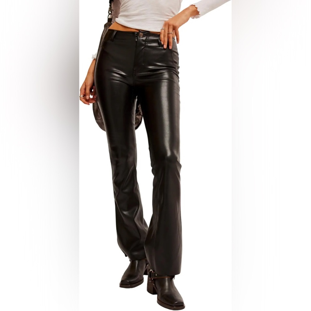 Free People Black Vegan Leather Pants Size 24 includes small vegan leather skirt